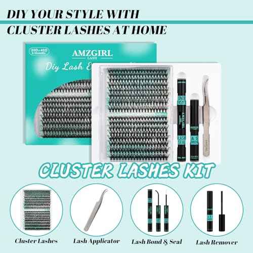 Lash Clusters Kit 320Pcs,DIY Individual Lashes Extension Kit,Lash Bond And Seal,Lash Remover For Eyelashes Extensions,Lash Applicator Tool For False Eyelash Cluster Kit At Home(3040D,D-Mix9-16mm Kit)
