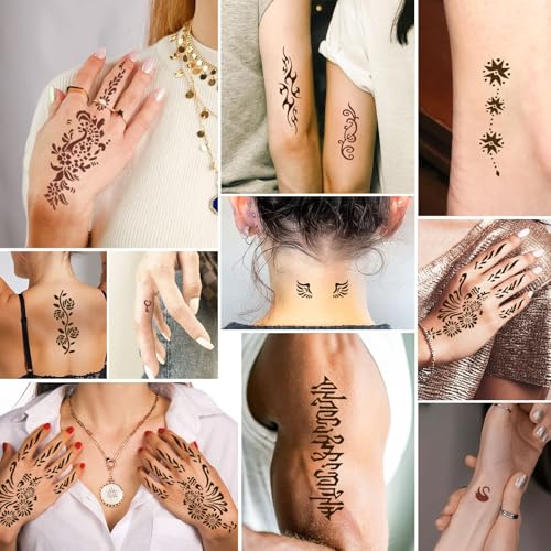 Temporary Tattoo Kit with 3 Pastes & 100 Stencils – Waterproof Body Art