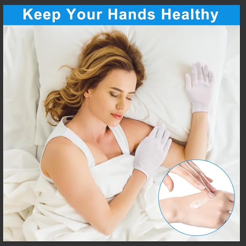 Premium Cotton Gloves for Moisturizing & Overnight Skin Care - White, Unisex