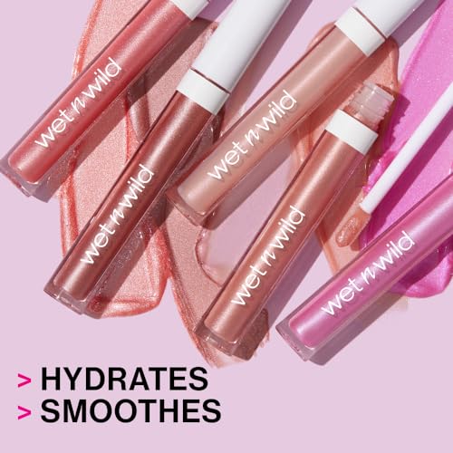 wet n wild MegaSlicks Lip Gloss, Ultra-Glossy, Vitamin-E Enriched, Ultra-Gloss High Shine Moisturizing, Cruelty-Free & Vegan - Strawberry Ice
