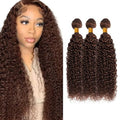 #4 Dark Brown Curly Human Hair Bundles 12-34 inch