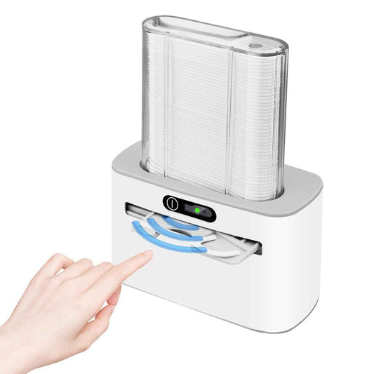 Smart Touchless Floss Pick Dispenser with Sensor - Refillable and Rechargable with 2 Cartridges (100 Picks) - Innovative and Hygienic Floss Pick Holder (Light Gray)