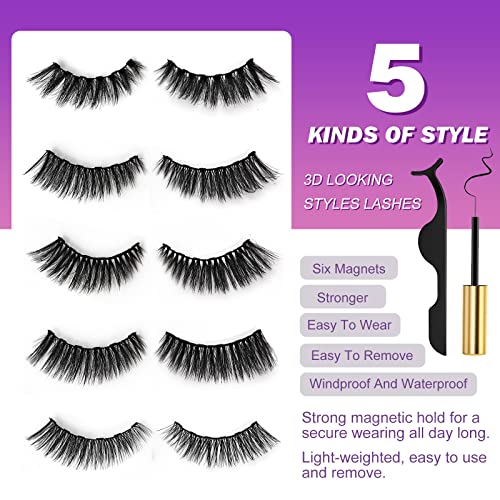 Royaomis 10 Pairs Magnetic Eyelashes with Magnetic Eyeliner