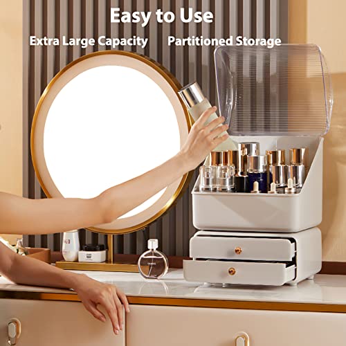 Makeup Organizer Cosmetics Makeup Storage Box Skincare Organizers Waterproof and Dustproof with Cover Cosmetic Display Case (Light Grey C)