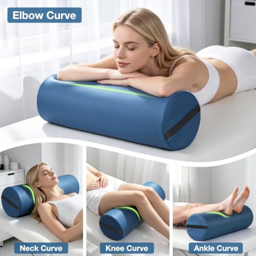 PU Leather Massage Bolster Pillow 26x9 Inch with Strap Handle