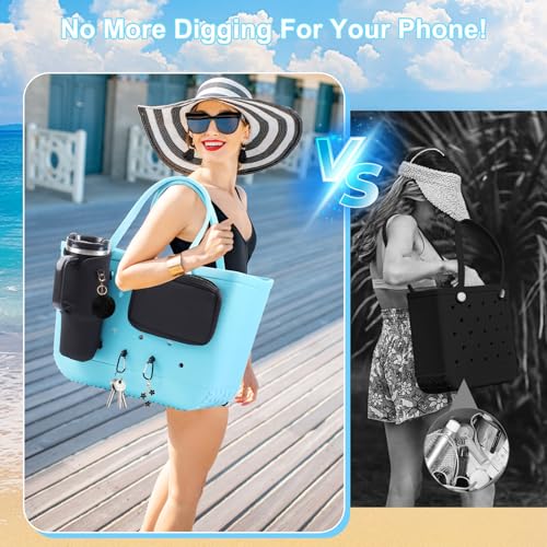 MEETI 4Pcs Bogg Bag Organizer Holder Checkerboard Pattern – Cup & Phone Holder Set