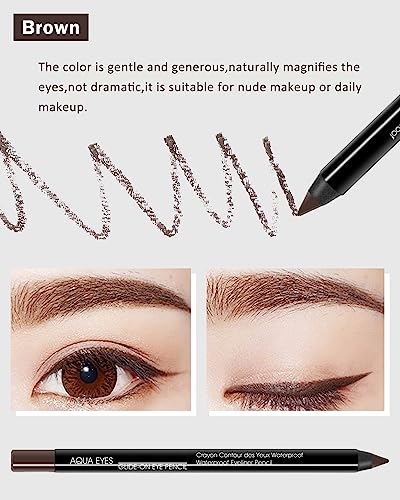 Gel Eyeliner Pencil Set - 3Pcs Waterproof Brown Liner
