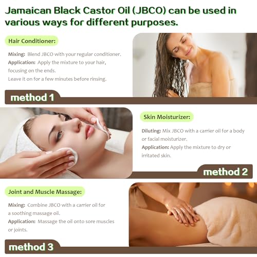 KPNEMA Jamaican Black Castor Oil for Hair Growth, Multipurpose Cold Pressed Natural Castor Oil for Hair and Skin, Eyebrow, Body Care,100% Pure Organic Black Castor Oil(2.02 Fl Oz)