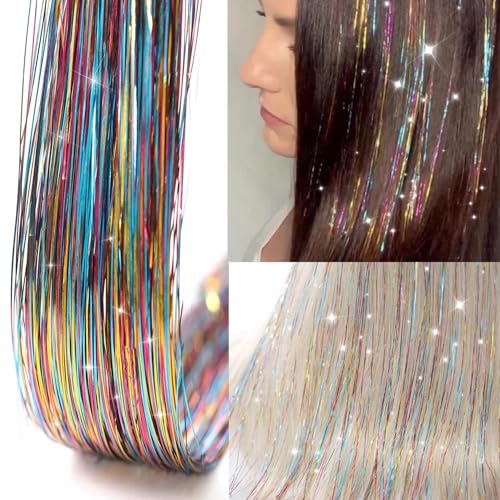 Rainbow Hair Tinsel Clip-In Extensions 20.5 Inch 12 Pack