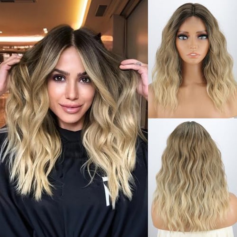 MISSQUEEN Ombre Blonde Wavy Bob Wig | Heat-Resistant Synthetic Hair