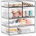 Yieach Clear Stackable Storage Drawers - Set of 6