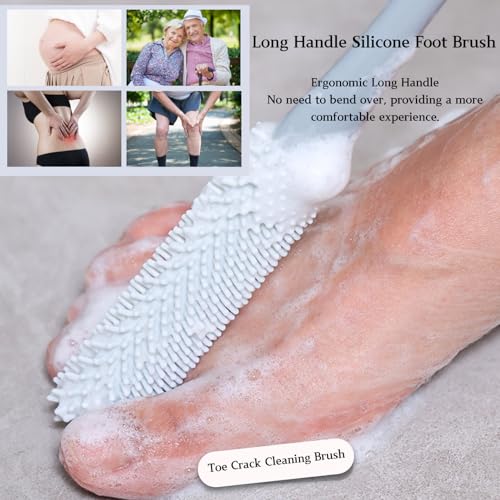 Nurlypop Foot Scrubber Brush 15.7" Long Handle, 2 Pack
