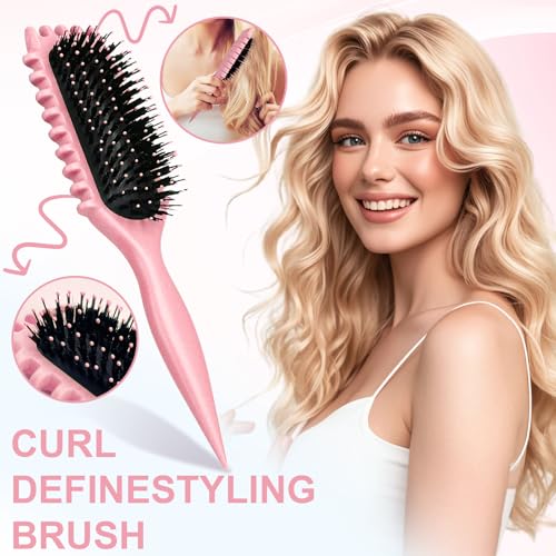 Curl Defining Hair Brush for Curly Hair - Pink