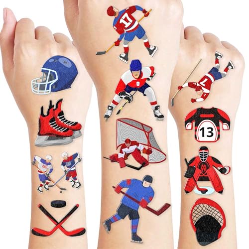 96PC Ice Hockey Temporary Tattoos for Kids – Sports Party Favors