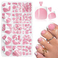 AddFavor 160pcs French Tip Press On Toenails - Glossy Pink