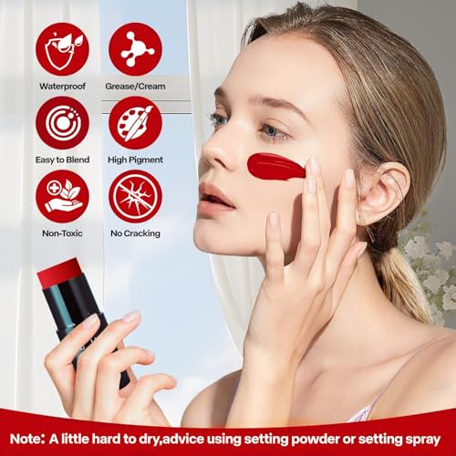 Go Ho Red Waterproof Face Paint Stick - Full Coverage Halloween Makeup