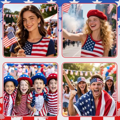 8 Pack Glitter Star Face Tattoos - Patriotic 4th of July