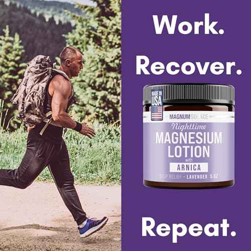 Magnum Solace Nighttime Magnesium Lotion with Arnica ? Soothing Relief & Relaxation, Highly Concentrated Magnesium for Muscles & Joints ? Apply to Legs or Feet Before Bed ? Skin-Friendly