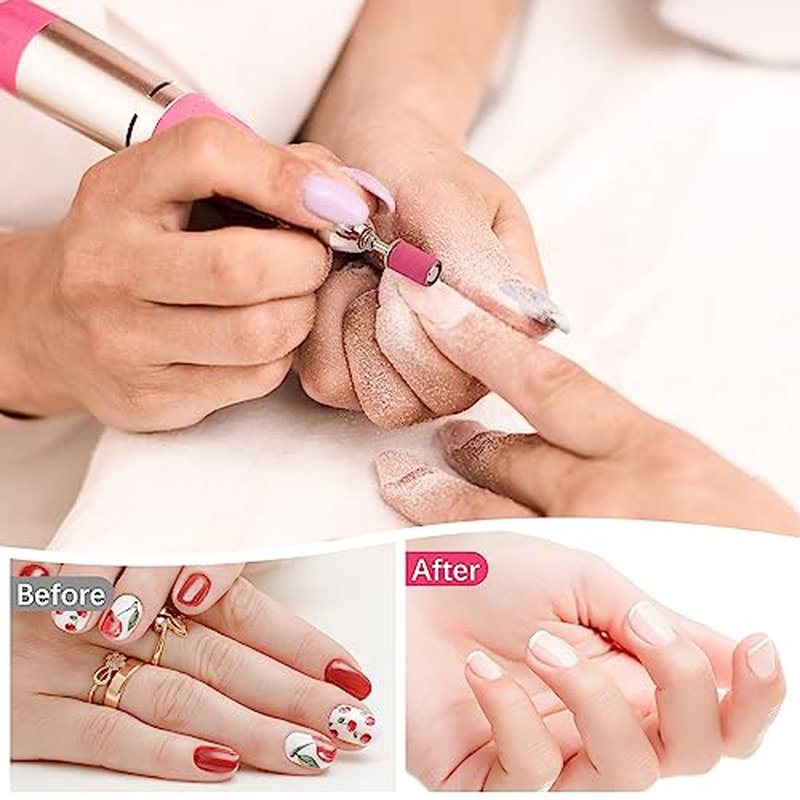 240 Grit Sanding Bands for Nail Drill - 200Pcs Pink with 2 Mandrels