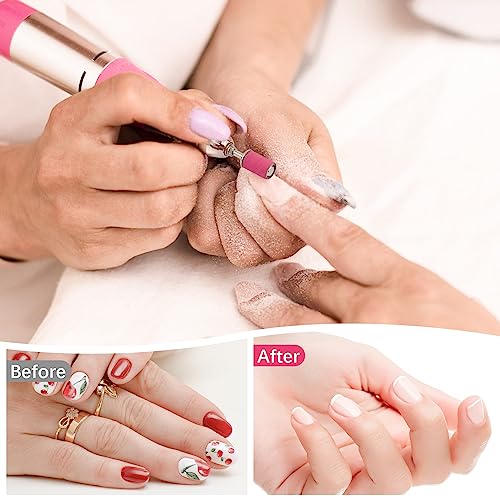 Rolybag 240 Grit Pink Nail Sanding Bands for Drill - 200Pcs with 2 Drill Bits - Manicure & Pedicure