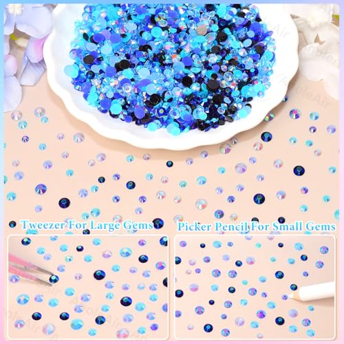 15000 Pcs Blue Flatback Rhinestones for Crafting and DIY
