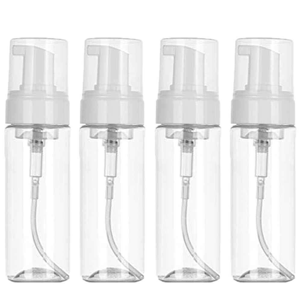MIUXIA 4PCS 2OZ Foam Pump Bottle Soap Dispenser 60ml Foaming Spray Bottle Mousse Transparent Empty Travel Reusable Refillable Cosmetic Pump Dispenser Toiletries Shampoo Lotion