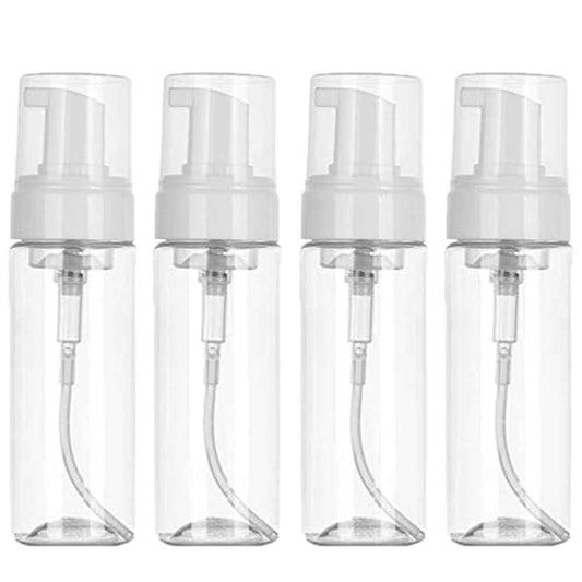 MIUXIA 4PCS 2OZ Foam Pump Bottle Soap Dispenser 60ml Foaming Spray Bottle Mousse Transparent Empty Travel Reusable Refillable Cosmetic Pump Dispenser Toiletries Shampoo Lotion