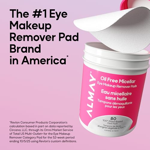 Almay Oil-Free Micellar Eye Makeup Remover Pads, 120 Count