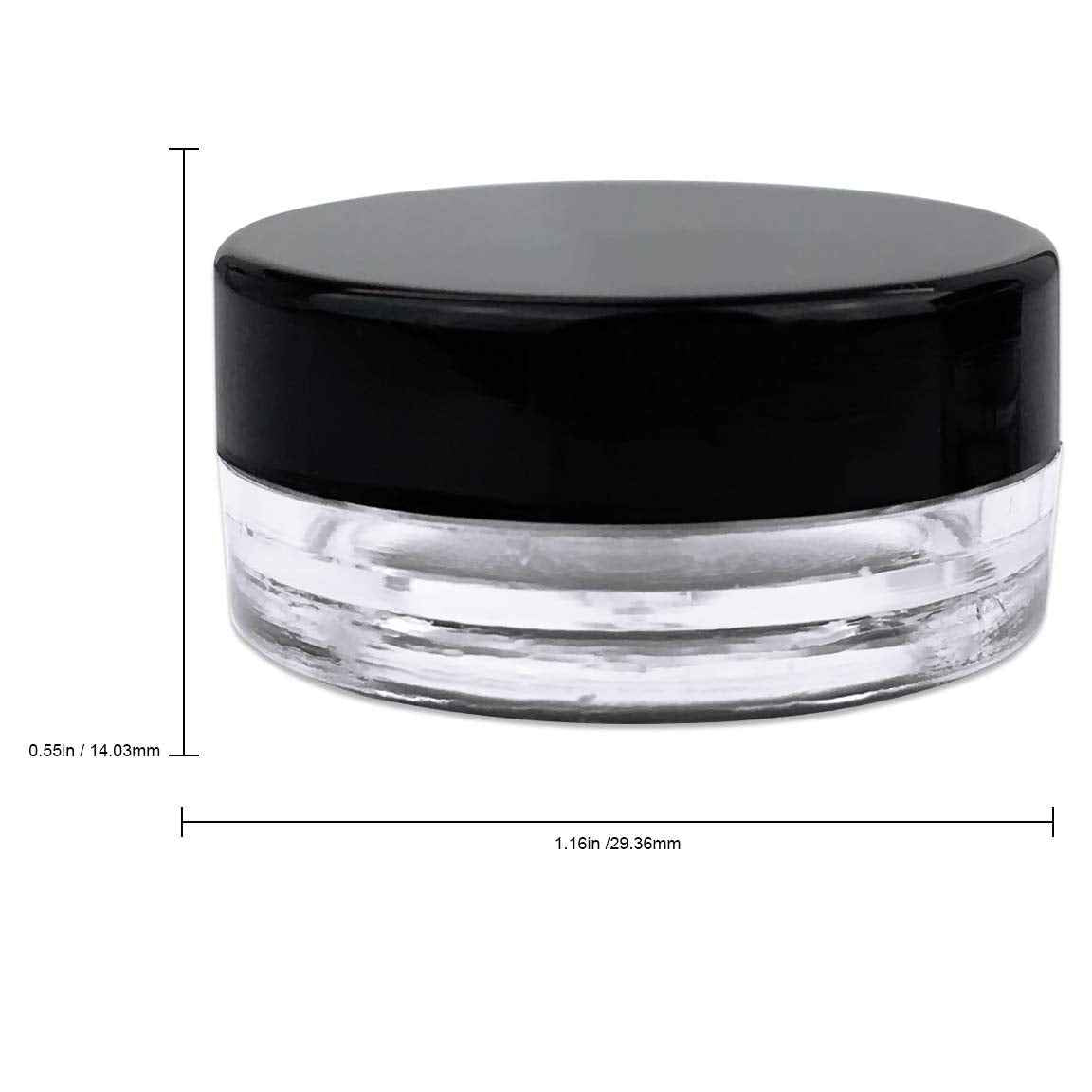 Beauticom 3G/3ML Round Clear Jars with Black Lids for Cosmetics, Medication, Lab and Field Research Samples, Beauty and Health Aids - BPA Free (Quantity: 200pcs)