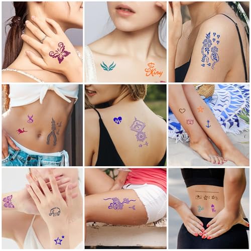 Temporary Tattoo Kit - 10 Colors, 86 Stencils, 8 Gloves