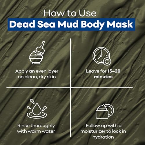 Dead Sea Mud Body Mask, Black Clay Treatment, Natural Minerals Deep Cleansing Mask (20.4 oz)