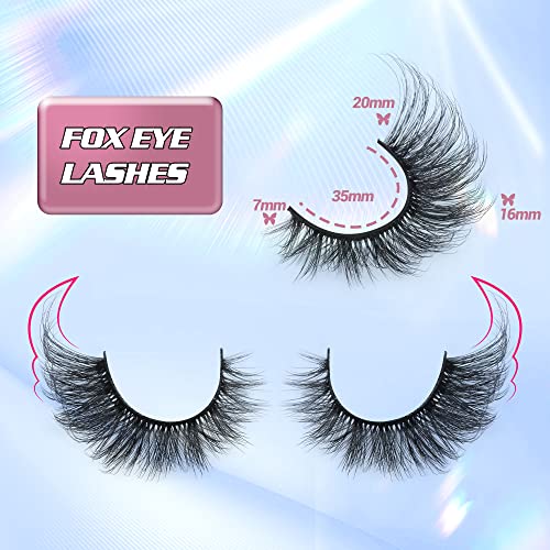 Fox Eye Lashes 20MM D Curl Faux Mink - 7 Pairs