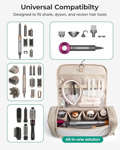 BAGSMART Hair Tool Travel Bag for Dyson Airwrap with 360° Hook