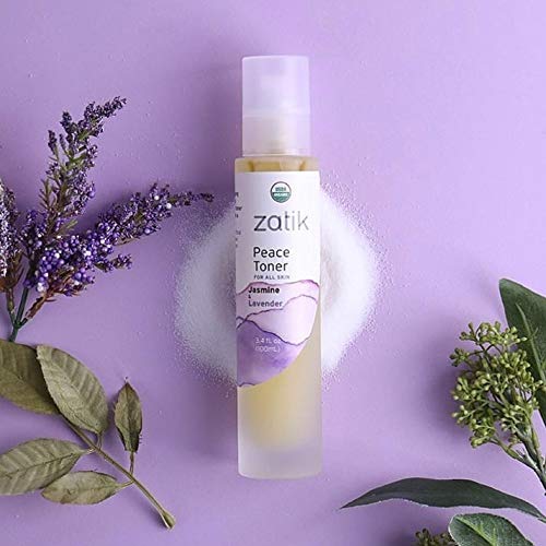 Zatik Naturals - Peace Toner with Jasmine and Lavender, USDA Organic, for All Skins, Refreshing, Comforting, Relaxing and Soothing Toner Promotes Clear Facial Complexion, 3.4 fl oz,100ml