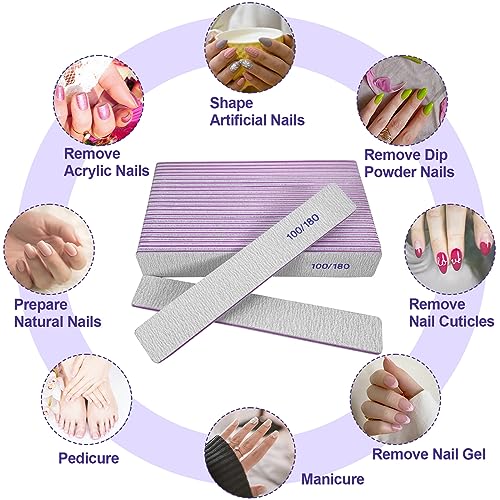 24-Pack Double-Sided Nail Files, 100/180 Grit Emery Boards
