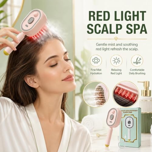 Electric Spray Hair Brush with Red Light & Mist - Anti-Static