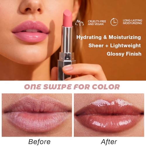 evpct 2-Pack Nude & Raisin Tinted Lip Balm Set – Moisturizing Lip Oil Sticks for All Skin Tones