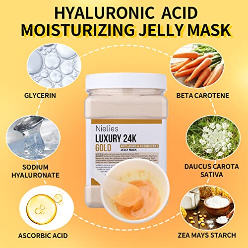 24K and Tea Tree Jelly Face Mask for Facials Hydrating, Anti-Aging & Nourishing| Professional Hydrojelly Masks | Vajacial Jelly Mask Powder