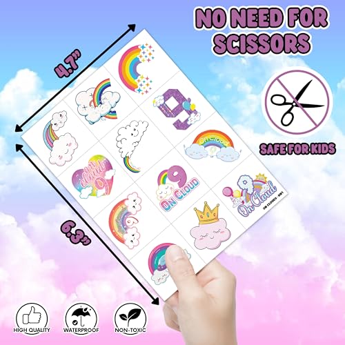 103PCS Cloud 9 Temporary Tattoos for 9th Birthday Party Favors