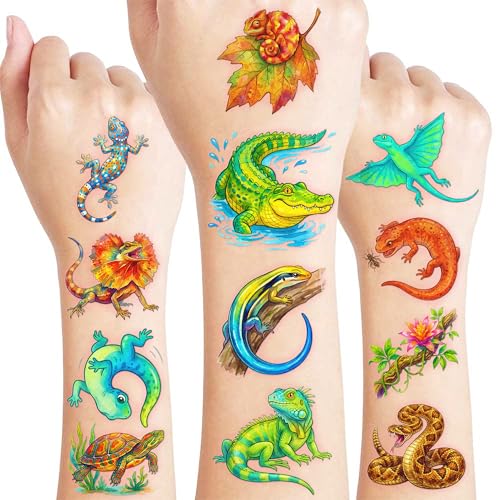 96 PCS Reptile Temporary Tattoos for Kids