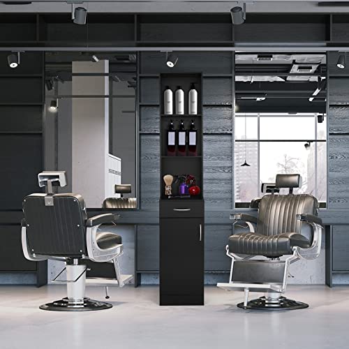 Barber Station Cabinet with Lockable Drawer & 5 Compartments