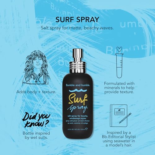 Bumble and bumble. Surf Sea Salt Spray | Volumizing | Adds Texture + Matte Finish, Wavy Straight