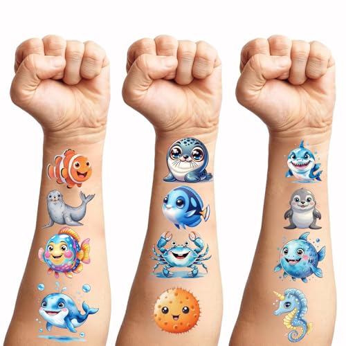 Ocean Sea Animal Temporary Tattoos 108 PCS Party Favors