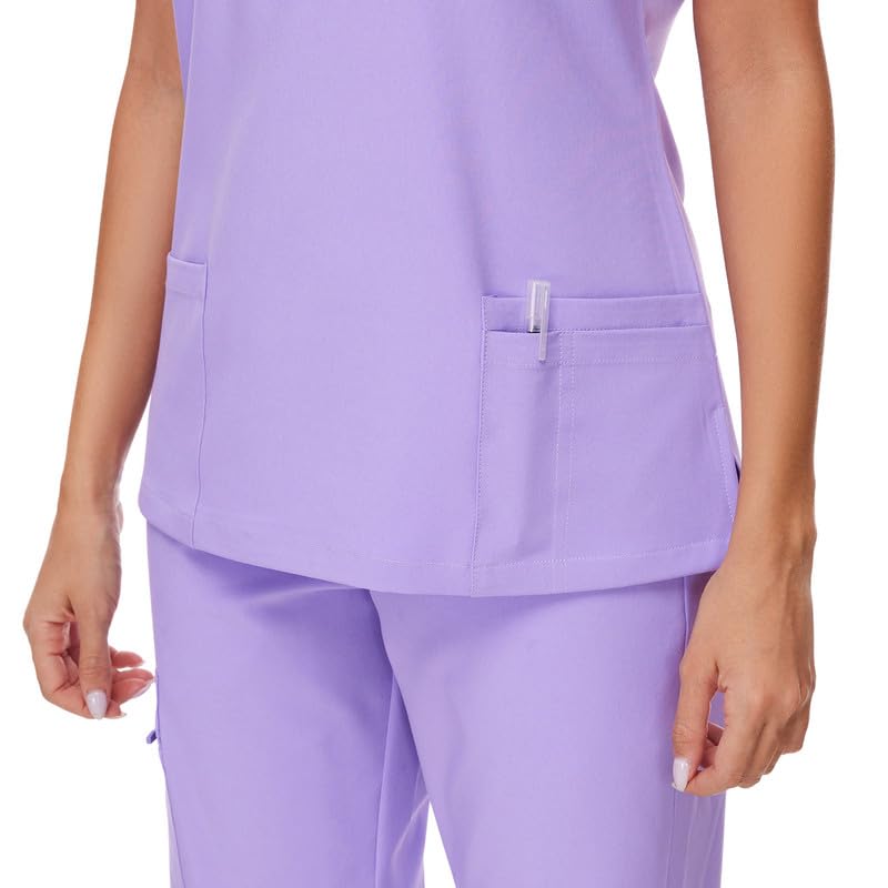 COZYFIT Scrubs for Women Set - Stretch V-Neck Scrub Top & Jogger Pant with 8 Pockets, Yoga Waistband, Anti Wrinkle, Slim Fit Women Scrubs