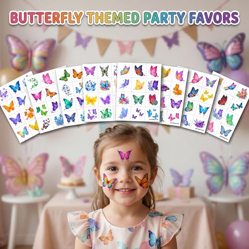 96 PCS Cute Butterfly Temporary Tattoos for Kids