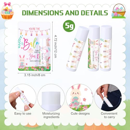 12 Pack Easter Gifts for Coworkers Employees Lip Balm Bulk Moisturizing Nourishing Lip Care Thank You Gift Set for Women Adults Adorable Easter Basket Stuffers Party Favors (Bunny)