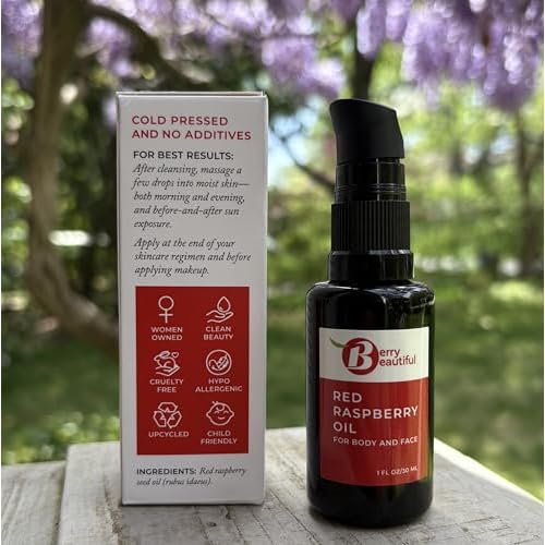 Berry Beautiful Pure Red Raspberry Seed Oil ? 1 fl oz | Cold-Pressed, Unrefined, Extra Virgin | Grown and Pressed in Washington State