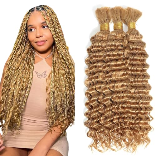 Aonbamds Blonde Human Hair Extensions 18 Inch for Braiding & Boho Hairstyles