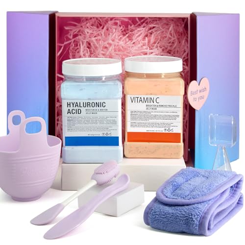 Jelly Mask Set, Hyalorunic Acid Jelly Masks For Facials Professional,Vitamins C Jelly Face Mask, Facial Mask Mixing Bowl Set, Headband, Birthday Gifts Set for Women,Christmas Thanksgiving Gift Set.