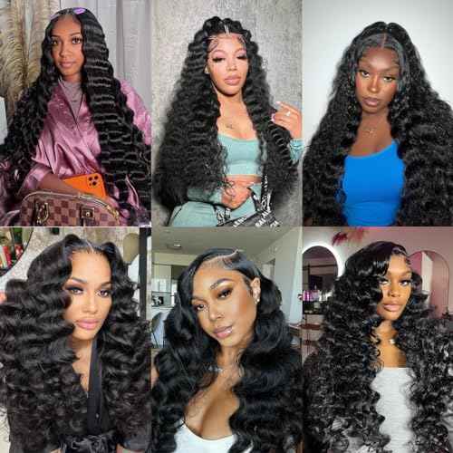 Loose Deep Wave Human Hair Bundles 100% Unprocessed Virgin Brazilian Remy Hair Bundles Loose Deep Wave 3 Hair Bundles Deals Loose Deep Wave Human Hair Weave Bundles for Black Women Natural Color